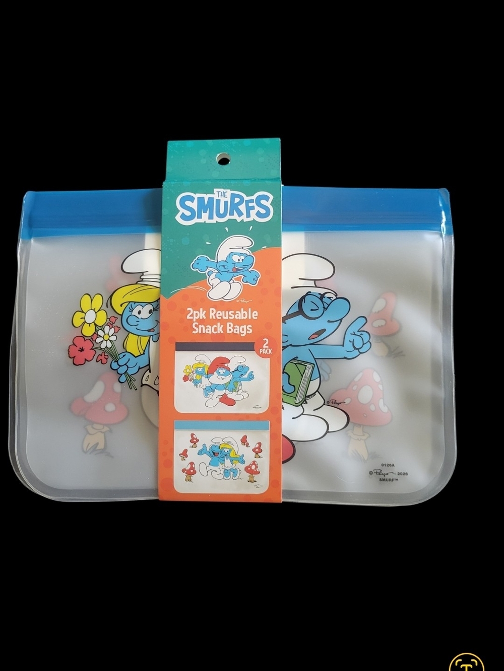 The Smurfs 2pk Reusable Snack Bags - Blue & Clear